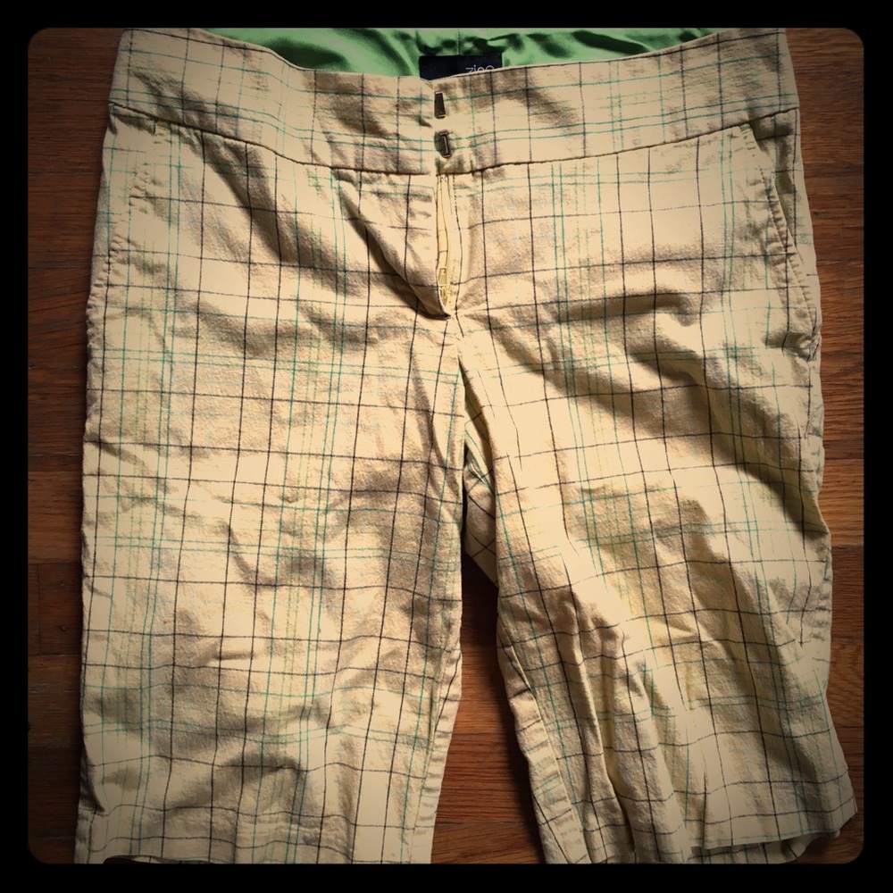 Vibrant yellow plaid long shorts by Zinc